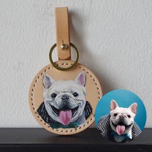 Accessories: Carved & Painted Leather Keychain - Customised with Photos