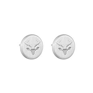 Round Untamed Antler Stud Earrings - Silver