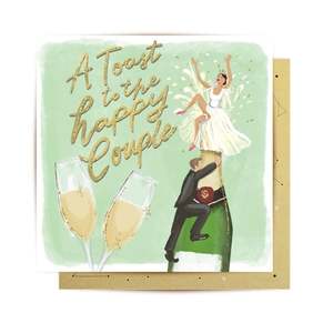 Greeting Cards: Champagne Happy Wedding Greeting Card