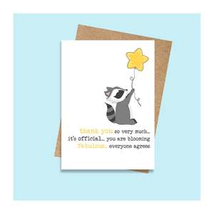 Greeting Cards: Racoon Blooming Fabulous Card