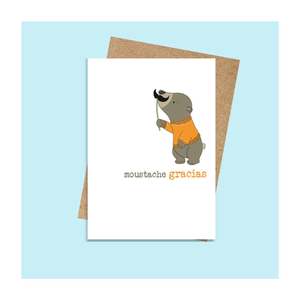 Greeting Cards: Moustache Gracias - Greeting Card
