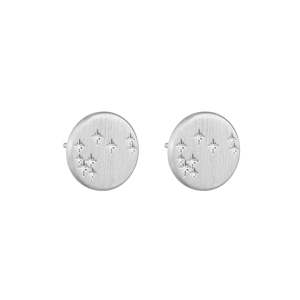 Jewellery: Round Mystical Matariki Stud Earring - Silver