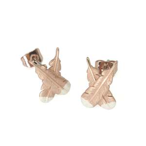 Huia Feather Studs - Rose Gold