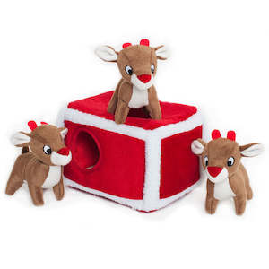 Play: Zippy Paws Christmas Burrow Interactive Dog Toy - Reindeer Pen
