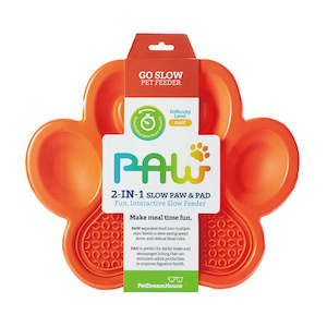 PAW 2-IN-1 Slow Feeder and Lick Pad ORANGE, STANDARD