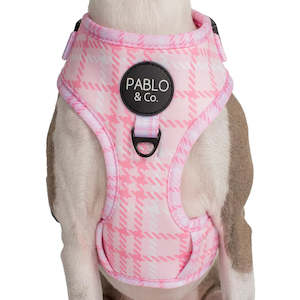 Pink Houndstooth: Adjustable Harness- S