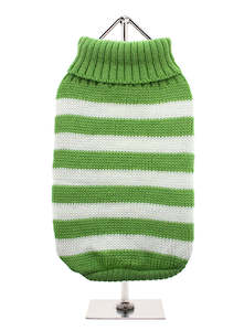 Apparel: Green and White Candy Stripe Sweater- XL