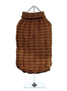 Chocolate Brown Waffle Textured Knitted Sweater- Large