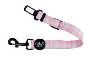 Car Seat Buckles: Pink Houndstooth- Car Restraint- Large