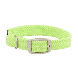 Dog Collars: Mendota Double-Braid Collar - Lime with Brushed Nickel Hardware