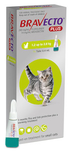 Products: Bravecto Plus Small Cat (1.2kg-2.8kg) Jen's Pet Supplies