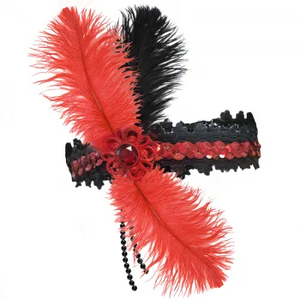 Headpiece Flapper Red Black