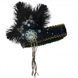 Headpiece Flapper Black Gold
