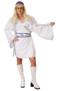 Abba Agnetha White Silver Kimono Dress