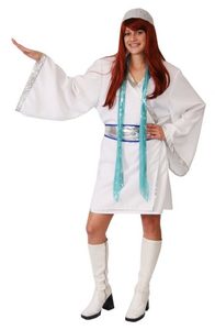 Abba Frida White Silver Kimono Dress