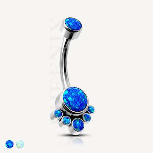 Titanium Opal Cluster Belly Button Piercing Ring
