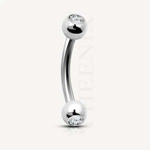 Banana Bars: Titanium Curved Barbell with Crystal Ball