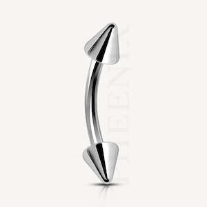 Titanium Curved Barbell with Cone