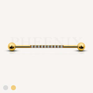 Barbells: Titanium Pave CZ Industrial Piercing Barbell