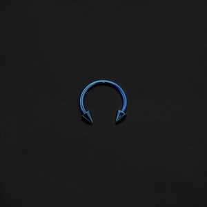 ASTM F136 Implant Grade Titanium Blue Spike Circular Barbell Horseshoe