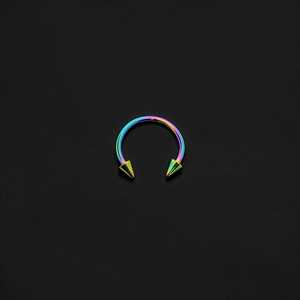 ASTM F136 Implant Grade Titanium Rainbow Spike Circular Barbell Horseshoe