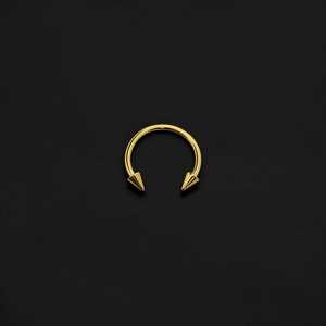 ASTM F136 Implant Grade Titanium Gold Spike Circular Barbell Horseshoe