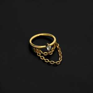 ASTM F136 Implant Grade Titanium Gold Coffin CZ Double Chain Hinged Ring Clicker