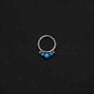 ASTM F136 Implant Grade Titanium 3 Bez Blue Opal Hinged Ring Clicker