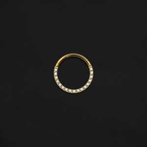 ASTM F136 Implant Grade Titanium Gold Paved AB Hinged Ring Clicker