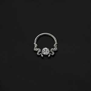 ASTM F136 Implant Grade Titanium Double Python CZ Hinged Ring Clicker