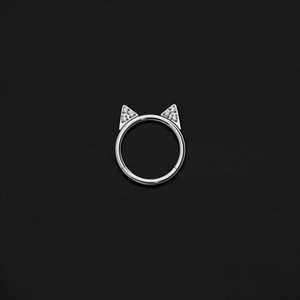 ASTM F136 Implant Grade Titanium Cat Ear CZ Clicker Nose Ring