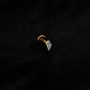 ASTM F136 Implant Grade Titanium Gold Coffin CZ Flatback Labret Stud