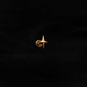 ASTM F136 Implant Grade Titanium Gold Cross Star Flatback Labret Stud