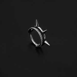 Conch Jewellery: ASTM F136 Implant Grade Titanium Outward Paved CZ Triple Spikes Hinged Ring Clicker