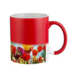 Custom Printed Drinkware: 11OZ COLOUR CHANGING MUG - RED