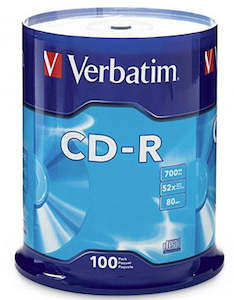 Media: Verbatim CD-R 700MB 52x 100 Pack on Spindle