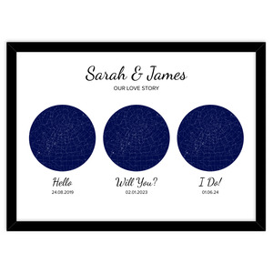 Custom Framed Maps: Star Map - Hello - Will You - I Do