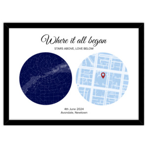 Custom Framed Maps: Star & Street Map
