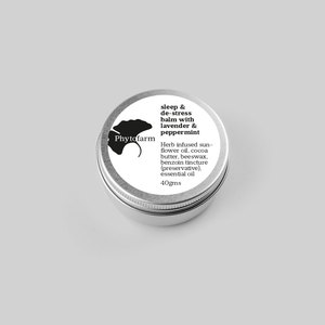 Products: sleep & de-stress balm with lavender & peppermint