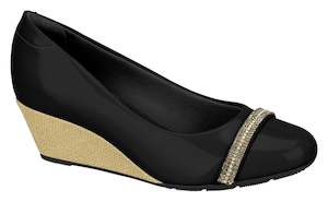 Business Manual: Beira Rio 7324.104-1294 Women Fashion Wedge Round Toe Shoe Comfort Business in Black Natural