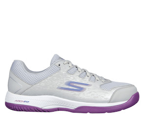 On Sale: Skechers Viper Court Pickleball Shoe - Grey/Purple - Women's