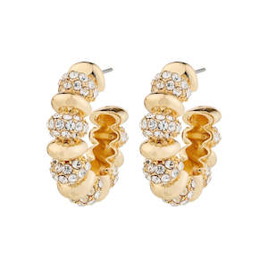 Gold Jewellery 1: Delphine Recycled Earrings - Gold Plated - Crystal