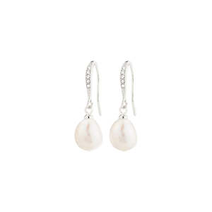 Silver Jewellery 1: Jasmin Pearl Earrings - Silver Plated - White