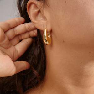 Autumn Chunky Retro Hoop Earrings - Gold Plated