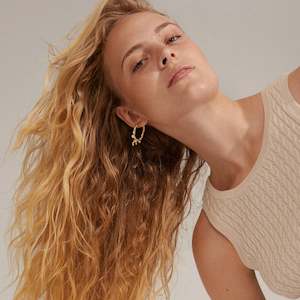 Ana Pearl & Crystal Hoops - Gold Plated