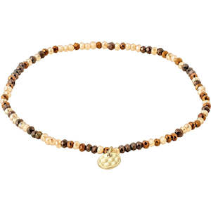 Gold Jewellery: Indie Bracelet - Gold Plated - Brown