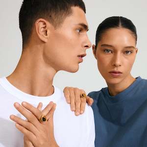 Between Recycled Brown Ring - Gold Plated