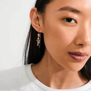 Gold Plated Earrings: Milo White Earrings - Gold Plated