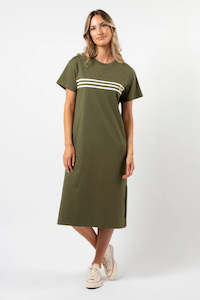 Dresses Skirts: Stella + Gemma Maxie T-Shirt Dress - Khaki White Stripes