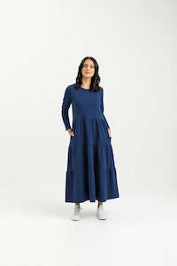 Homelee Long Sleeve Kendall Dress - Indigo Blue
